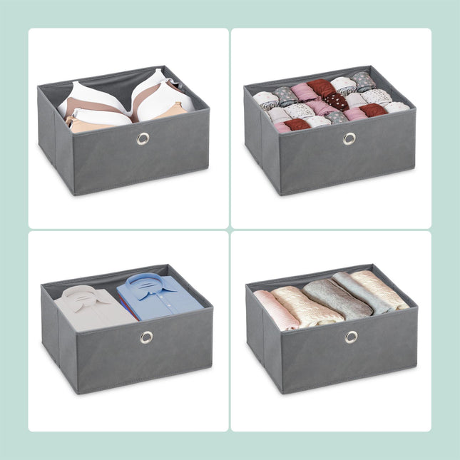 Chest of drawers in wooden design with fabric drawers