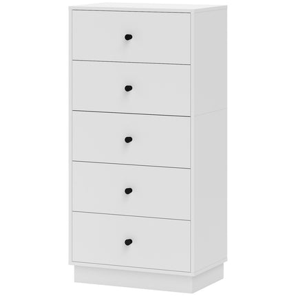 White wooden chest of drawers, storage cabinet with 5 drawers