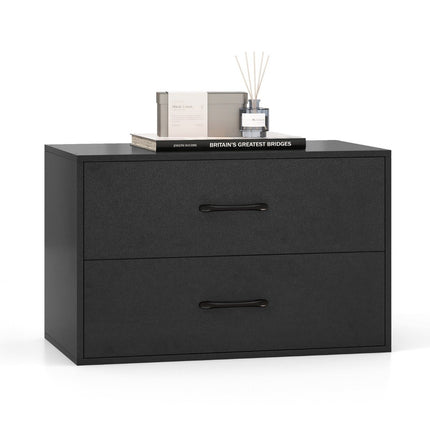 Komoda se 2 zásuvkami, stohovatelná zásuvková skříňka, dřevěný sideboard, 60 x 34 x 38 cm, černá