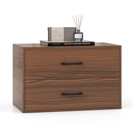 Komoda se 2 zásuvkami, stohovatelná zásuvková skříňka, dřevěný sideboard, 60 x 34 x 38 cm, ořech