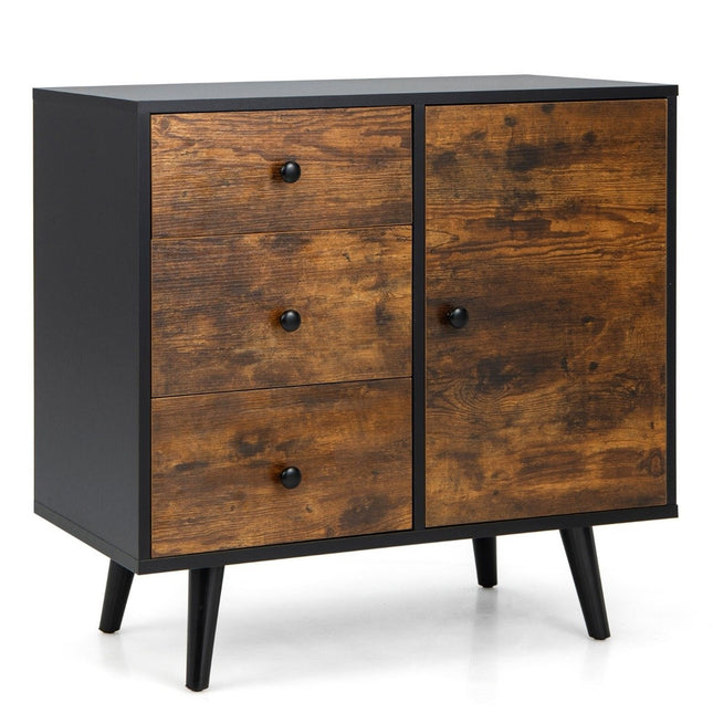 Komoda s dvířky, 3 zásuvkami, nastavitelnou policí a ochranou proti převrácení, sideboard 73 x 40 x 76.5 cm