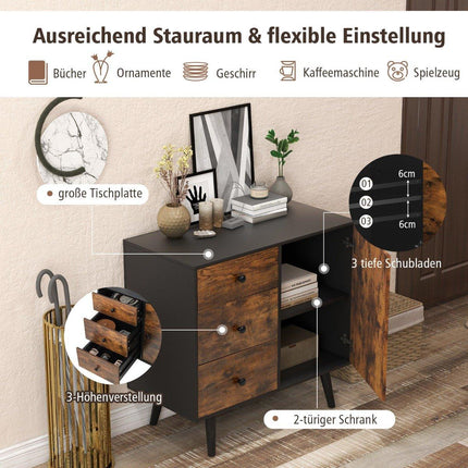 Chest of drawers with door & 3 drawers & adjustable shelf & anti-tip sideboard 73 x 40 x 76.5 cm