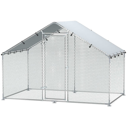 Chicken house in galvanized steel with waterproof roof, 3x1.7x1.9 m