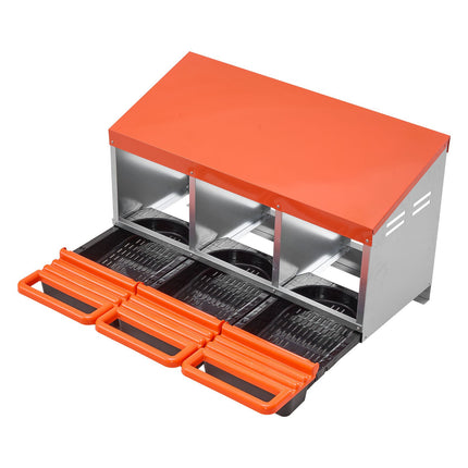 Chicken Nesting Box, 3-Compartment Roll-Out Egg Collector