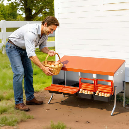 Chicken Nesting Boxes, 4-Compartment Roll-Away With Legs