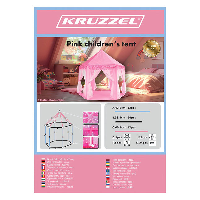 Dětský stan růžový Kruzzel 23869