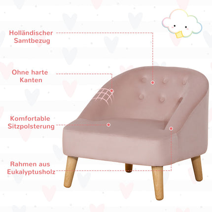 Dětské sametové křeslo s podnožkou – růžové, pohodlné