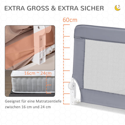 Dětská zábrana na postel, 120cm, kryt postele, šedá