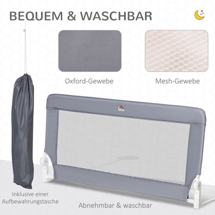 Dětská zábrana na postel, 120cm, kryt postele, šedá