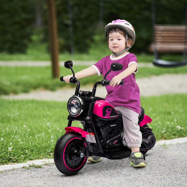 Elektrická motorka pro děti, růžová, 2 odnímatelná kolečka, 1.5-3 km/h