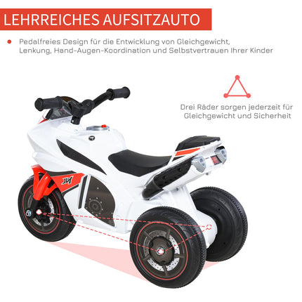 Hračka motorka pro děti s hudbou, bílá, 18-36 měsíců