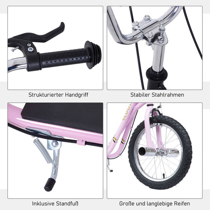 Dětská koloběžka 16-inch s nafukovacími koly, růžová