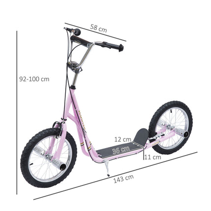Dětská koloběžka 16-inch s nafukovacími koly, růžová