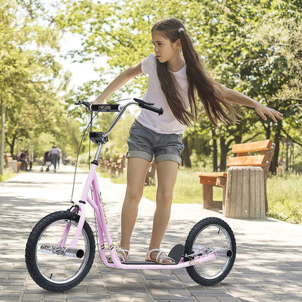 Dětská koloběžka 16-inch s nafukovacími koly, růžová