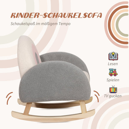 Children's rocking chair - Grey, Cozy lambskin, 3-5 years