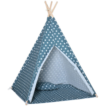 Skládací modré teepee pro děti na hraní doma i venku