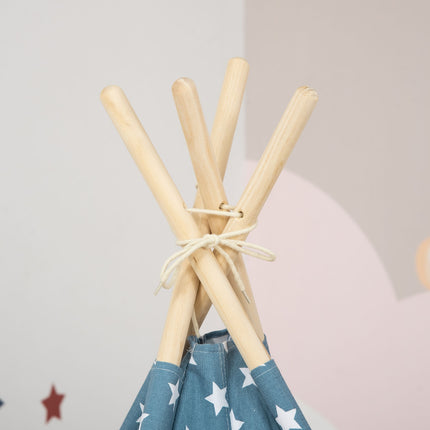 Skládací modré teepee pro děti na hraní doma i venku