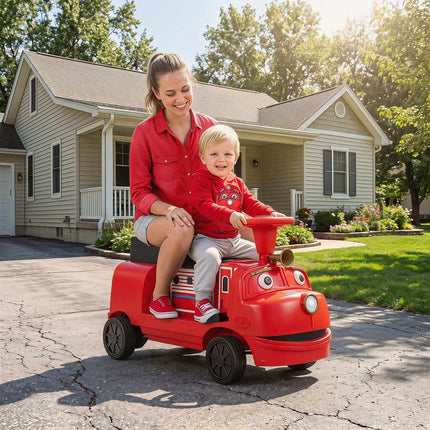 Children's 12V Electric Ride-On Car, Red, 2 Seats, Train Design