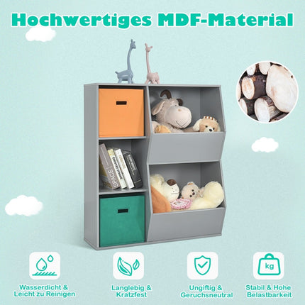 Dětský 3patrový úložný regál se 2 koši, MDF