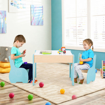 Children's 4-in-1 Wooden Table Set with Chalkboard & Storage