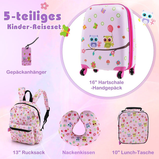 Kinderbagageset van 5 stuks met rugzak en kussen