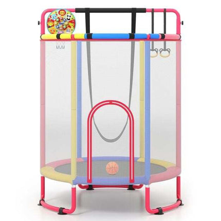 Children's 6-in-1 Trampoline with Swing & Gym Bar, Multicolour