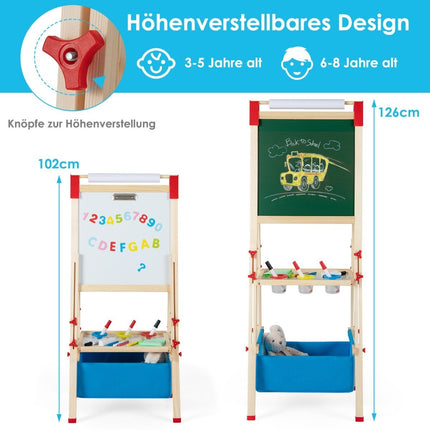 Dětský nastavitelný malířský stojan s magnetickou a bílou tabulí