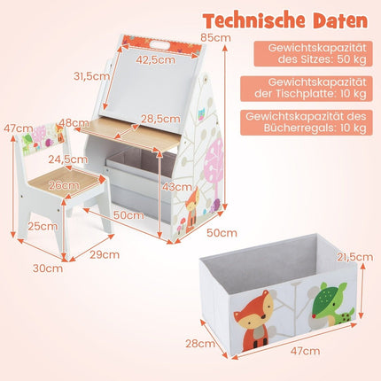 Dětský malířský stojan a stolek s magnetickou tabulí