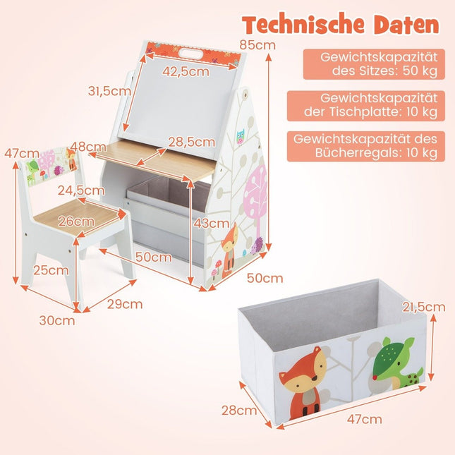 Children's Art Easel & Desk Set with Magnetic Board