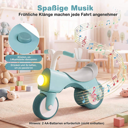 Children's Balance Bike, Blue, Lights & Music, Ages 2-5