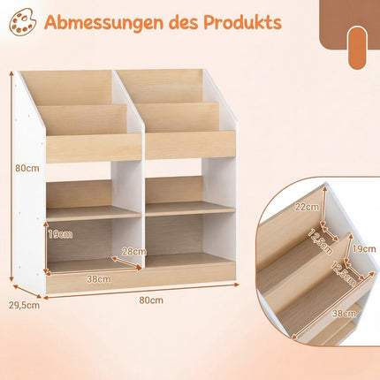 Dětská knihovna se 4 boxy a úložnými přihrádkami