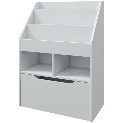 Bücherregal für Kinder mit Schublade, Grau, 60 x 30 x 90 cm