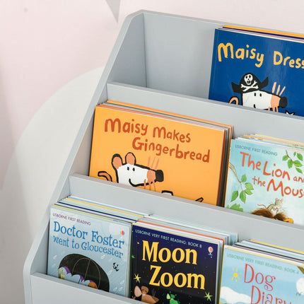 Bücherregal für Kinder mit Schublade, Grau, 60 x 30 x 90 cm