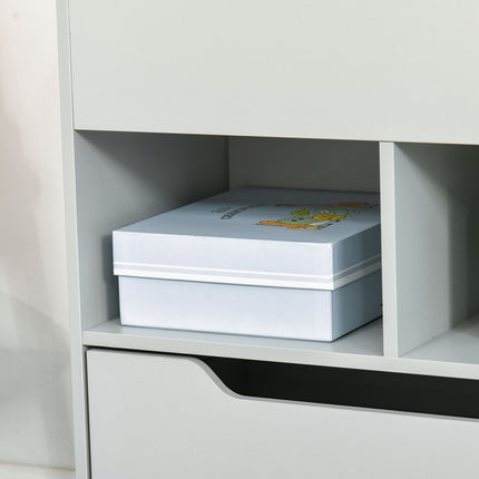 Bücherregal für Kinder mit Schublade, Grau, 60 x 30 x 90 cm