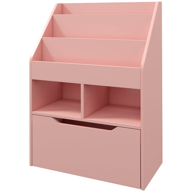 Kinderboekenkast met lade, roze, 60 x 30 x 90 cm
