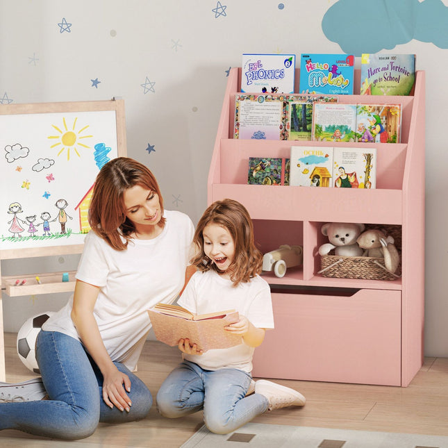 Kinderboekenkast met lade, roze, 60 x 30 x 90 cm