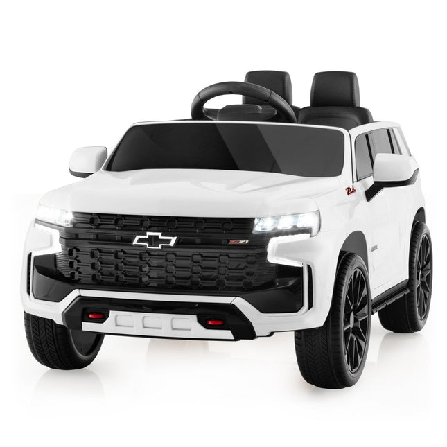 Dětské elektrické auto Chevrolet s dálkovým ovládáním 2.4G, odpružením, světly a hudbou, dětské autíčko bílé