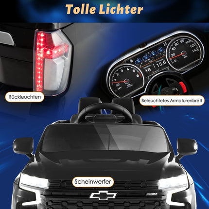 Dětské elektrické auto Chevrolet s dálkovým ovládáním 2.4G, odpružením, světly a hudbou, dětské autíčko černé