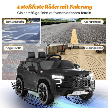Dětské elektrické auto Chevrolet s dálkovým ovládáním 2.4G, odpružením, světly a hudbou, dětské autíčko černé