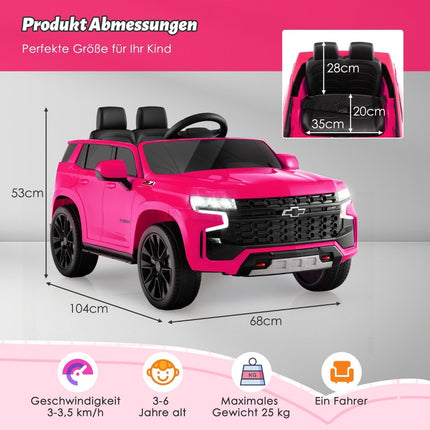 Dětské elektrické auto Chevrolet s dálkovým ovládáním 2.4G, odpružením, světly a hudbou, dětské autíčko růžové