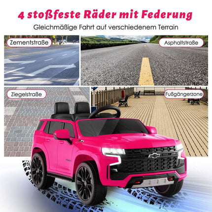 Dětské elektrické auto Chevrolet s dálkovým ovládáním 2.4G, odpružením, světly a hudbou, dětské autíčko růžové