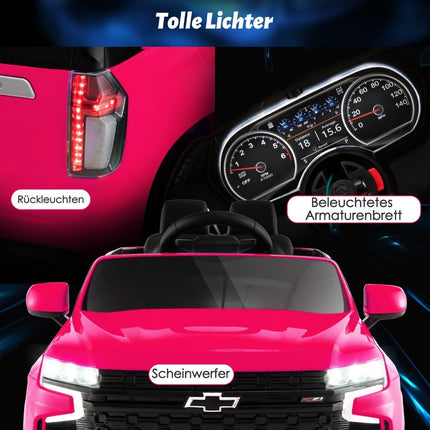Dětské elektrické auto Chevrolet s dálkovým ovládáním 2.4G, odpružením, světly a hudbou, dětské autíčko růžové