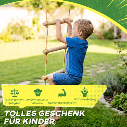 Dětská lezecká lanová sada, 5 dřevěných příček, lano 1.8m