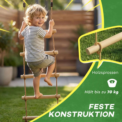Dětská lezecká lanová sada, 5 dřevěných příček, lano 1.8m