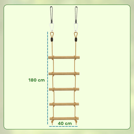 Dětská lezecká lanová sada, 5 dřevěných příček, lano 1.8m