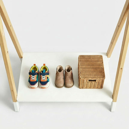 Children's Coat Rack, Pine/MDF, Natural & White, 100cm
