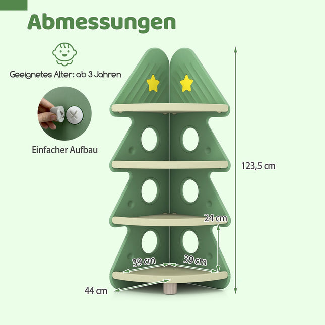 Kinder-Bücherregal, 4 Etagen, Tannenbaum-Design