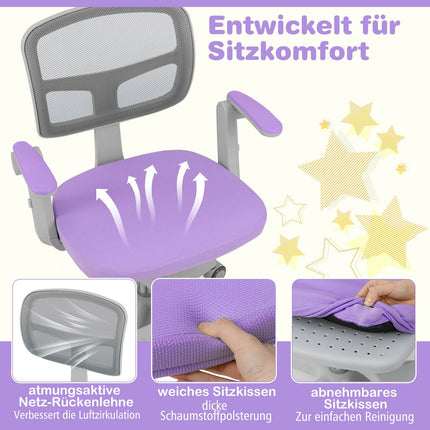 Dětská židle k psacímu stolu, nastavitelná výška 41-52 cm, fialová