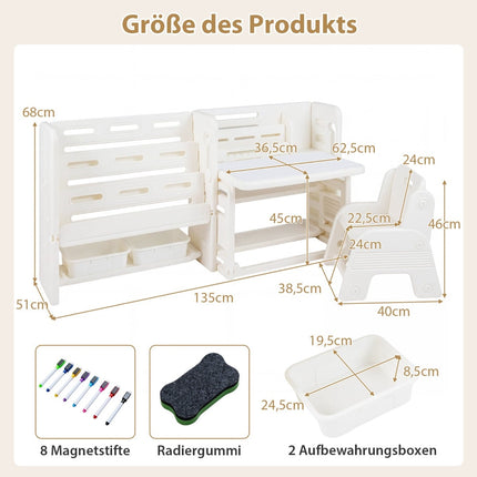 Children's Desk Set with Bookshelves and Whiteboard