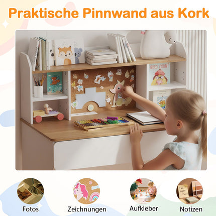 Children's Desk with Cork Board and Charging Station